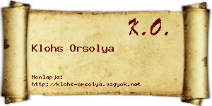 Klohs Orsolya névjegykártya